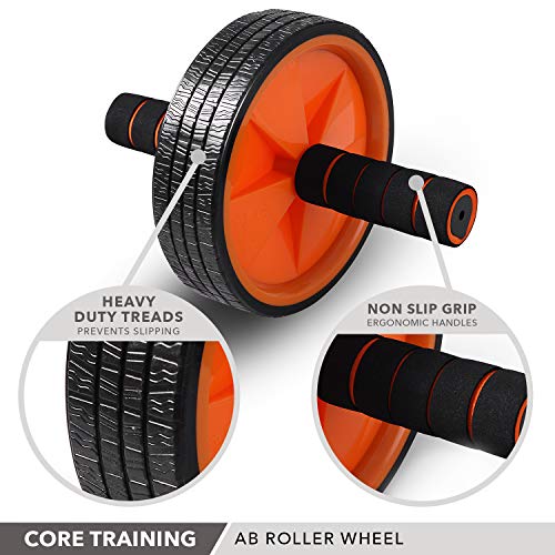 Ab Wheel Roller by Day 1 Fitness for Core Training, with Extra Traction and Easy Glide - Premium, Durable Exercise Wheel with Non-Slip Grip for Men and Women - Abdominal Workout Equipment for Obliques