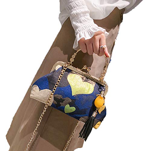 Sac rétro chinois multicolore compact 22x13cm doté d'une double bandoulière modulable - 2