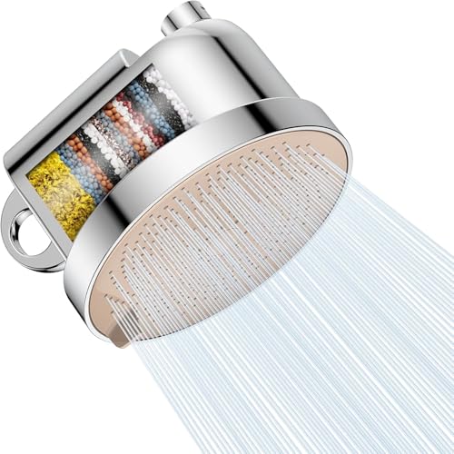 Image of MakeFit Filtered Shower Head - 5 Settings High Pressure Rain Shower Head with Filter for Hard Water Softener Bathroom Showerhead to Remove Chlorine and Heavy Metals (Chrome)