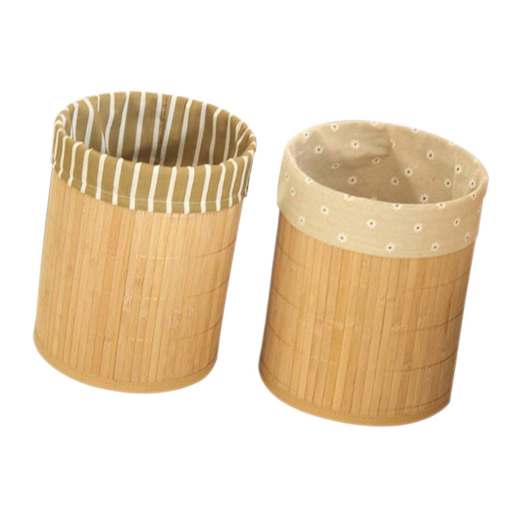perfk Pattumiera Rotonda Pieghevole in Bambù per Bagno, Camera Letto, Ufficio in Casa, Cucina, 8.66.D x10.63.H Pollici