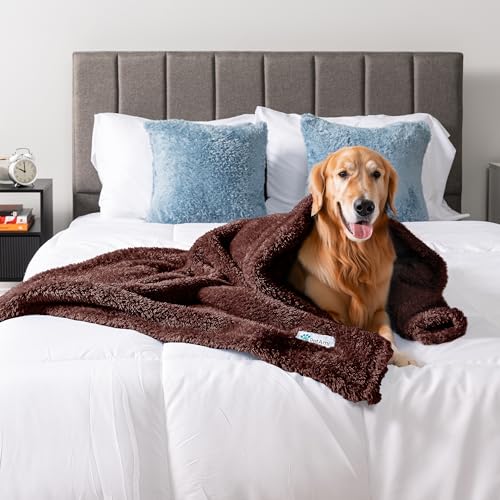 Image of PetAmi Fluffy Dog Blanket for Small Medium Large Dogs, Sherpa Soft Warm Pet Fleece Throw for Indoor Cats, Fuzzy Plush Shaggy Blanket Furniture Protector Sofa Couch Bed, Brown 40x60