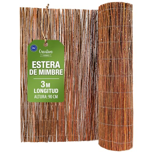 Creative Home Estera de Mimbre 90 x 300 cm | Valla de Privacidad Natural para Jardín Balcón y Terraza | Pantalla de Ocultación Resistente contra Sol y Viento | Cercado Separador Espacio Decorativo
