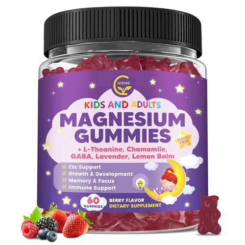 Magnesium Glycinate Gummies 400/200mg for Kids & Adults NO Melatonin Sleep Aid Magnesium Supplement Gummies with Chamomile Lavender L-Theanine & GABA B6 D3 & K2 for Bone Relax Immune Support