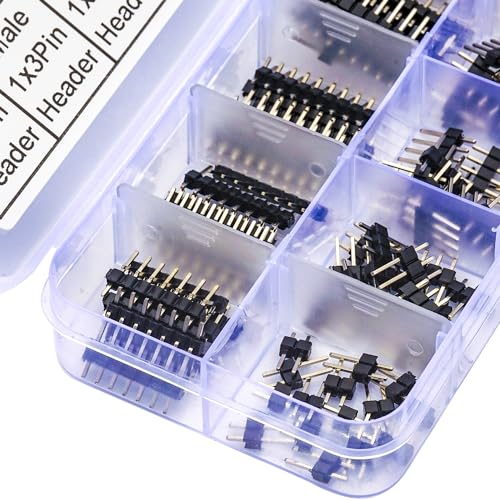 Keszoox Cabeçalho de pino de fileira única de 2,54 mm 2P 3P 4P 5P 6P 7P 8P 9P 10P 12P, conector DIP