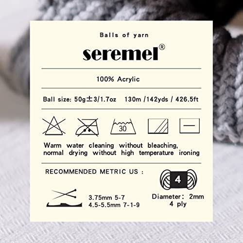 Image of Seremel 4-Ply Acrylic Soft Yarn, 2 Skeins Crochet & Knitting Yarn (Beige)