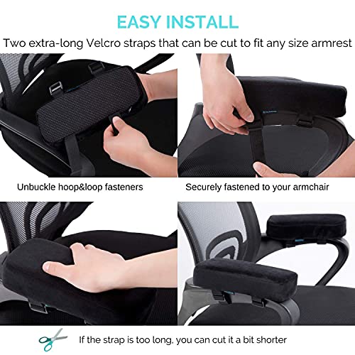 Ecolifeday Extra Thick Chair Armrest Cushions Elbow Pillow Pressure Relief Office Chair Gaming Chair Armrest With Memory Foam Armrest Pads 2-Piece Set Of Chair (Black) #TOP5