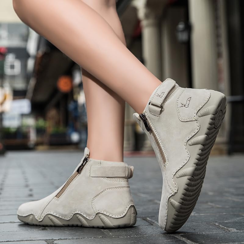 Women's Suede Round Toe Zipper Chukka Boot Warm Fur Lined Snow Boot Ankle High Top Casual Booties Winter Cold Weather outdoor hiking Boots - Image 3