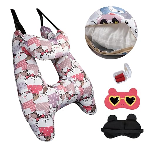 Car Pillow for Kids, Car Neck Head Support Cushion Set,Travel car seat Safety Pillow,h Shape car Sleeping Pillow Kids,Pillow case can be Disassembled and Washed (B)