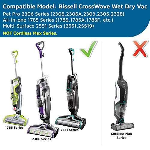 Image of Replacement Part for CrossWave All in One Wet Dry Vacuum, Compatible with CrossWave PET PRO and CrossWave Cordless Accessories (2 Multi-Surface Brush Rolls+2 Filters)