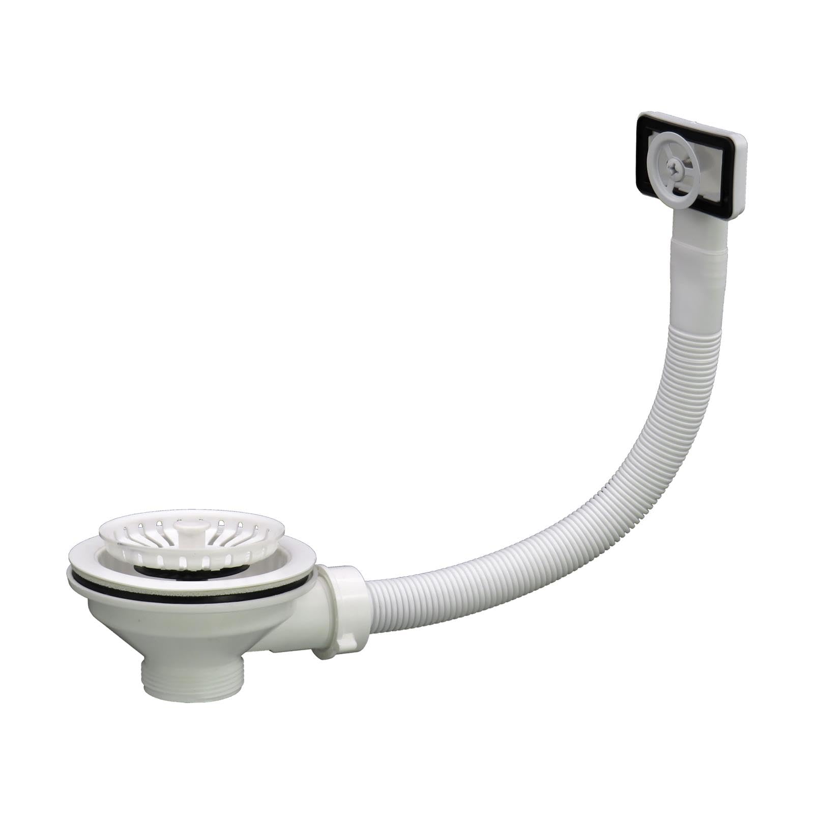 Liquida Matt White Sw4mw Kitchen Sink Basket Strainer Waste With Overflow