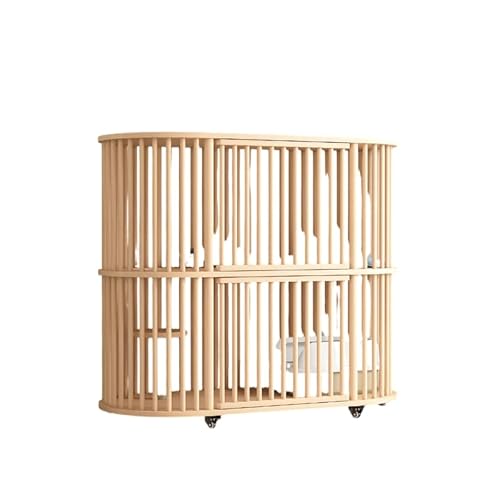 BRZU 2段式木製キャットケージ 大型ペットケージ キャスター付き 複数猫用 コンパクトで組み立て簡単 (112*56*108cm 木製カラー) (二層,112*56*108cm)