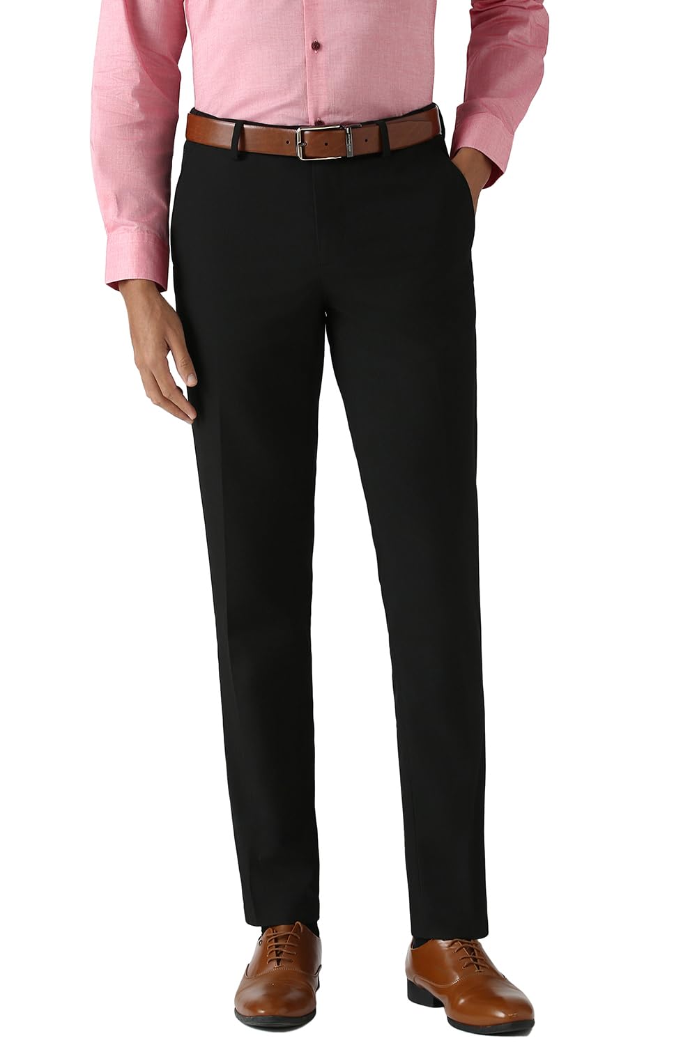 peter england Men Mid Rise Slim Fit Flat Front Trouser-picture-47