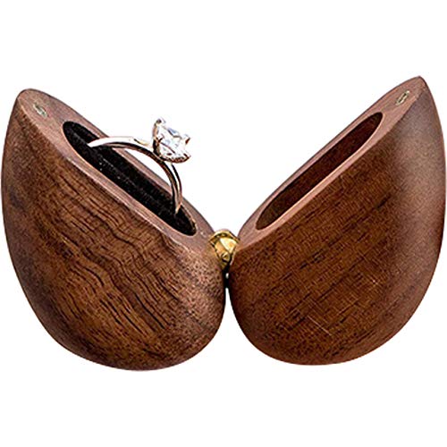 Kelendle Heart Shaped Ring Box Walnut Wood Ring Bearer Box Jewelry Presentation Box Case Jewelry Chest Organizer for Proposal Engagement Wedding Ceremony Birthday Gift
