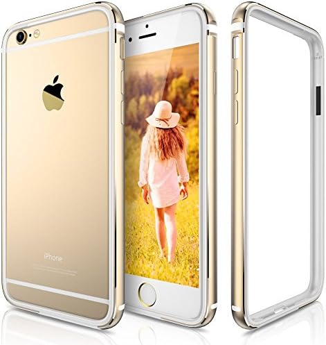 KEWEK Double Layer Aircraft-Grade Aluminum Bumper Flexible TPU Shock Absorbing Case for iPhone 6 / 6s - Gold