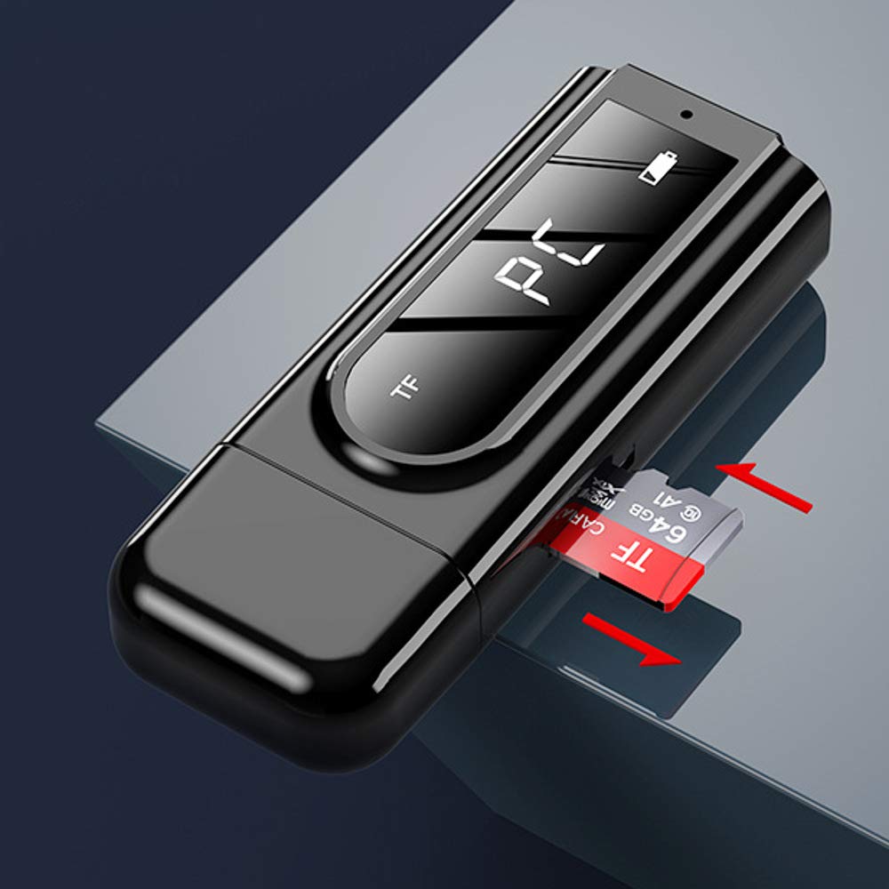 YONGYAO Bluetooth 5.0 Audio Inalámbrico Receptor Transmisor Adaptador Reproductor de MP3 Negro AUX FM Salida Dual TF USB 3.5mm Jack para TV PC Coche Kit