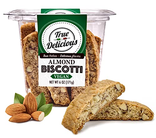 True Delicious VEGAN ALMOND BISCOTTI, 100% plant-based Cookies, (4 boxes of 6oz each) Artisanal Dessert, Non-GMO Natural Ingredients image 4