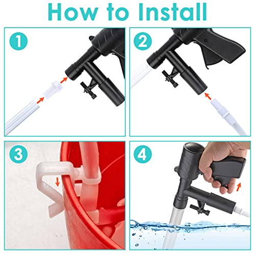 Aquamiracle New Upgraded Aquarium Gravel Cleaner, Quick Water Changer, Fish Tank Siphon Cleaner, Aquarium Vacuum Cleaner For Water Changing And Gravel Cleaning With Hose And Flow Controller #TOP6