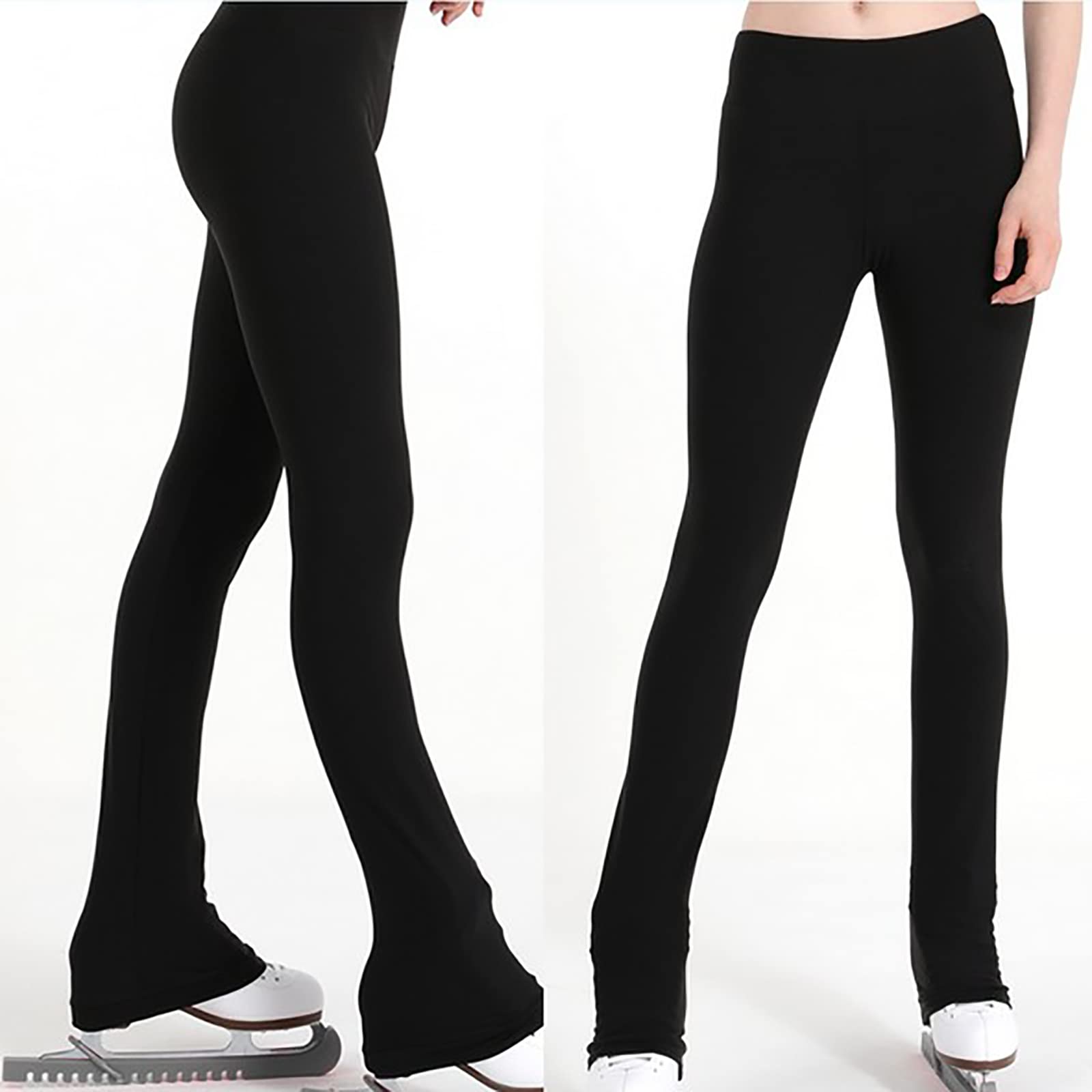Giacca e Pantaloni Termici per Pattinaggio Artistico Ragazze e Donne Traspirante Pantaloni in Pile Polare con Strass(Size:M,Color:Nero)