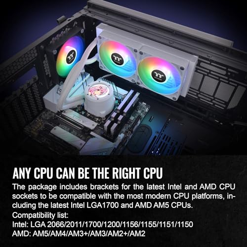 Image of Thermaltake TH240 V2 Ultra ARGB Sync /AlO Liquid Cooler /ARGB Fan 120 * 2 /PWM 500~1500rpm /Water Block 2.1 inch LCD /White, CL-W404-PL12SW-A