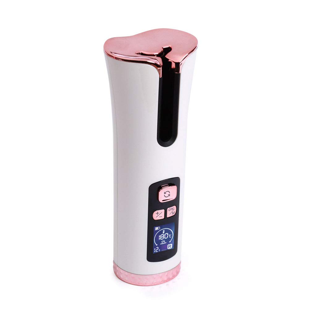 Automatyczna lokówka do włosów ceramiczna przenośna bezprzewodowa lokówka do włosów z wyświetlaczem temperatury LCD i timerem, lokówka podróżna do ładowania USB