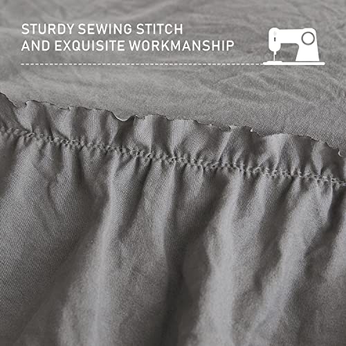 Hig 8 Piece Ruffled Comforter Set Chic Bedding Set, Farmhouse Bed In A Bag For Bedroom, Vintage Comforter Set With Down Alternative Filling, Washed Microfiber, Dark Gray, Queen (Melisa) #TOP3