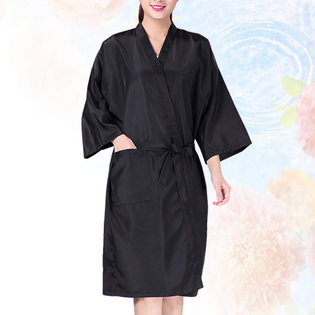 Beaupretty Salon Client Gown Robes Cape Black Hair Cutting Smocks for Hairdressing SPA