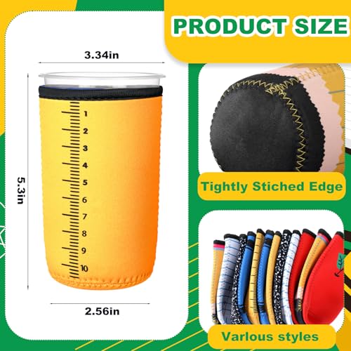 Teecyhooo 12 Pcs Teacher Appreciation Gift Reusable Iced Coffee Sleeve Insulator for Iced Hot Drinks Cold Beverage Neoprene Cooler Cover Thank You Gift for Teacher's Day Graduation(Cute)