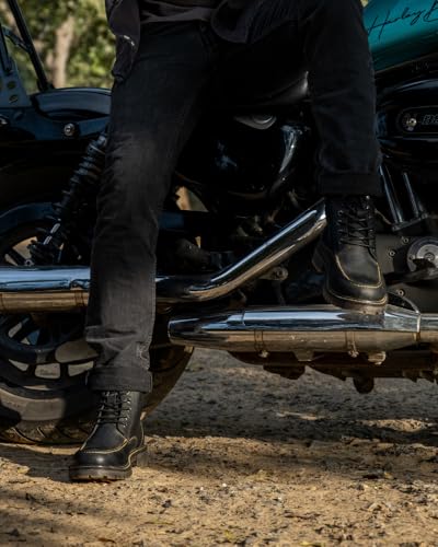 Image of Trip Machine Company Premium Leather Men's Motorcycle Riding Boots - Moc-Toe | 3 Point Protection | Ankle, Toe & Heal Protectors | CE Certified | Light Weight | Anti Slip Sole | Lifestyle Boots