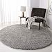 Safavieh California Premium Shag Collection SG151-7575 Area Rug, 6' 7" Round, Silver