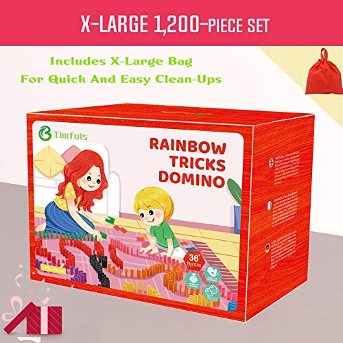 1200 Piece Dominoes Set For Kids, Colorful Dominos Tiles For Building, Stacking, Racing, Tumbling, Wood Domino With Box, Educational Toy #TOP4