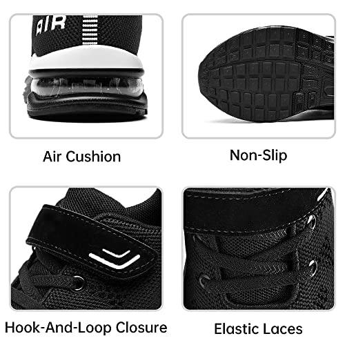 PERSOUL Air Shoes for Boys Girls Kids Children Tennis Sports Athletic Gym Running Sneakers (Black Size 9.5 Toddler)