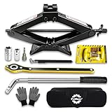 Car Jack, Scissor Jack, Car Jack Kit 3 Ton (6614 lbs), Emergency Tire Kit with Lug Wrench,Suitable for Sedan, Coupe, SUV, MPV and Most Vehicle
