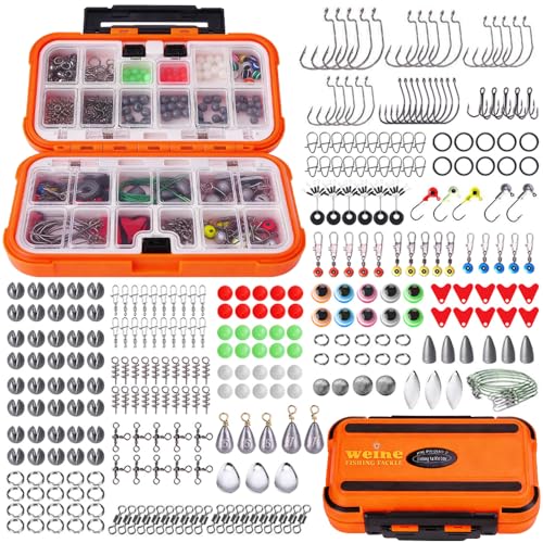 KJRIVER Kit Completo de Accesorios de Pesca 308 Piezas con Anzuelos