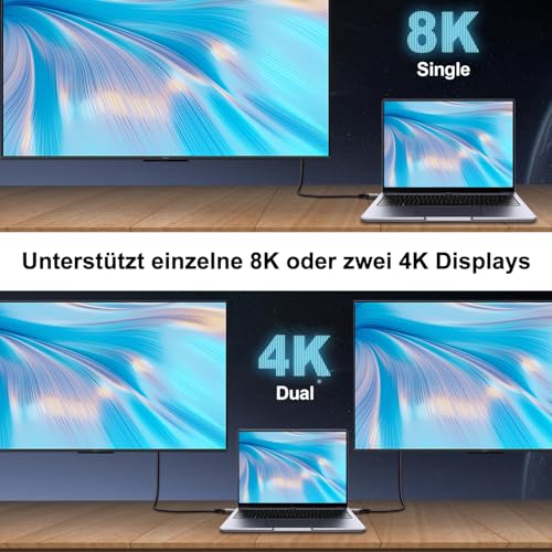 EUDOBEL USB C Thunderbolt 4 Kabel 1m, USB C Datenkabel 40Gbps, Schnellladung 240W, 4K@144Hz 8K@60Hz USB C Video Kabel für eGPU… – Ansicht 5