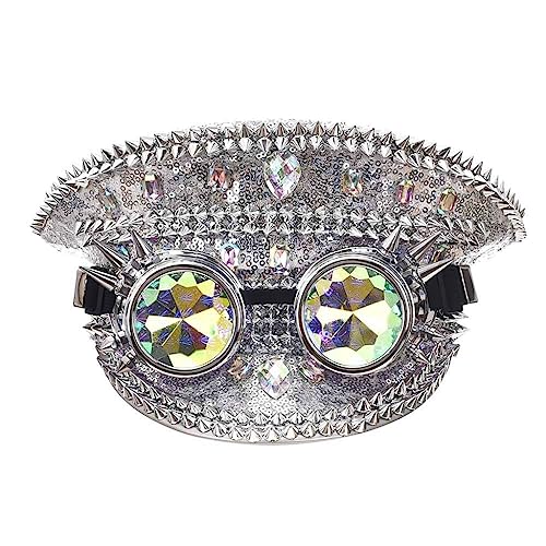 Chapeau steampunk fedora scintillant avec détails rétro-futuristes pour adultes