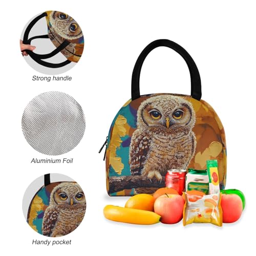 Backpack Lunch Box Set Large Capacity Travel Backpacks and Insulated Lunch Bag for Commute Hiking Picnic Cute Owl Print4