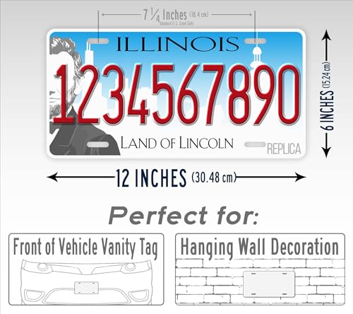 Custom Illinois State License Plate, 50 States and Puerto Rico Collection, Personalized Vehicle Tags, Novelty Aluminum Plates