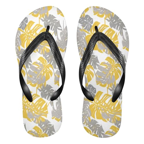 STAYTOP Yellowish Gray Palm Leaves Flip Flops Sandals of Men's & Women's,Sandals Beach Slippers Shower Slides