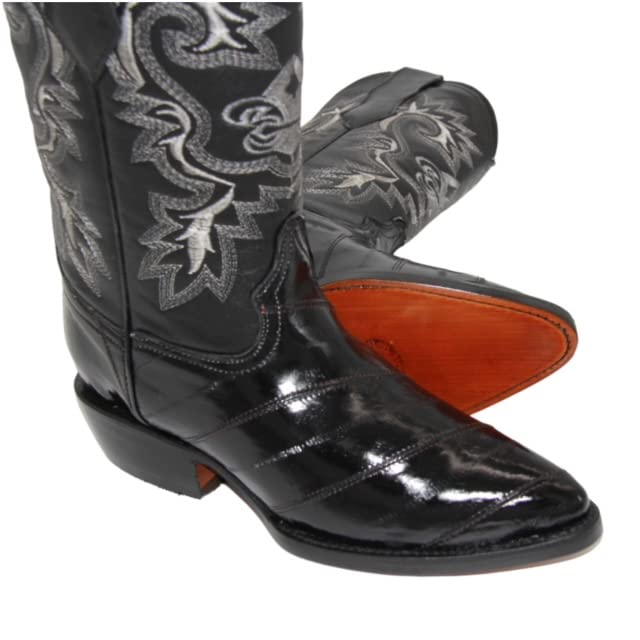 Men's Genuine EEL Skin J Toe Leather Cowboy Boots4