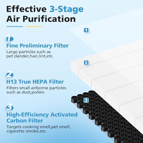 Image of 2 Pack F1 Replacement Filter for AMEIFU F1 Air Purifier, Double-Sided Air Purifier Filter for Home Large Room Up to 2200 Sq Ft, H13 True HEPA and Activated Carbon, Replace Part #‎F1F