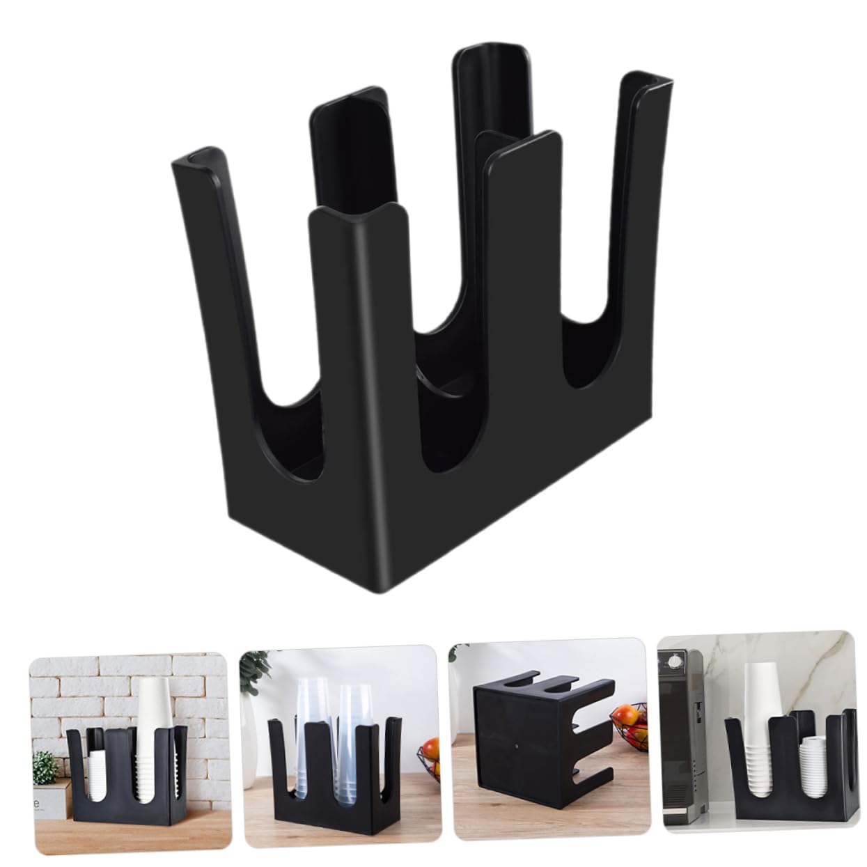 STOBAZA Porte-gobelets en Acrylique Noir, Grosse Capacité, Stable et Solide, Organisateur Simple et Classique pour Bureau et Usage sur Bureau