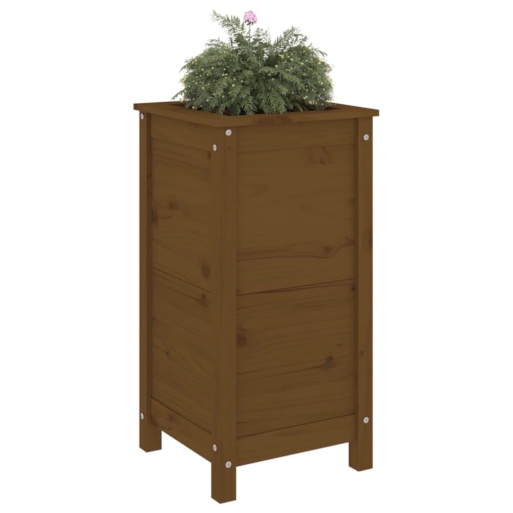 Macetero, jardinera para exteriores, maceta para plantas, maceta para plantas, maceta adecuada para jardines, restaurantes, cafeterías, patio trasero, color marrón miel, 40 x 40 x 78 cm, madera maciza