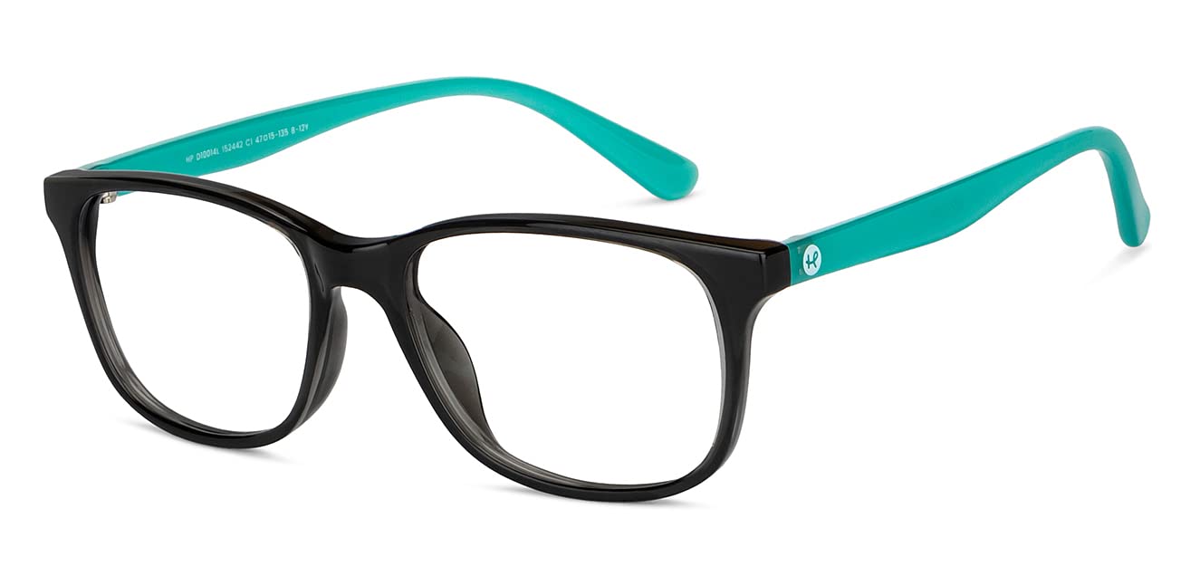HooperBy Lenskart For Kids Age 8-12 yrs | Zero Power Bluecut & Antiglare Computer Eyeglasses For Eye Protection And Strain | Grey Rectangle | HP D10014L