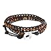 l'oeil De Tigre Marron Cuir Véritable Noir Double Brin Emballage Bracelet pour Femme Homme