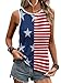 Women's 4th of July Tops Red White and Blue Patriotic Shirts American Flag Colorblock Tank Top (Colorblock,XL)
