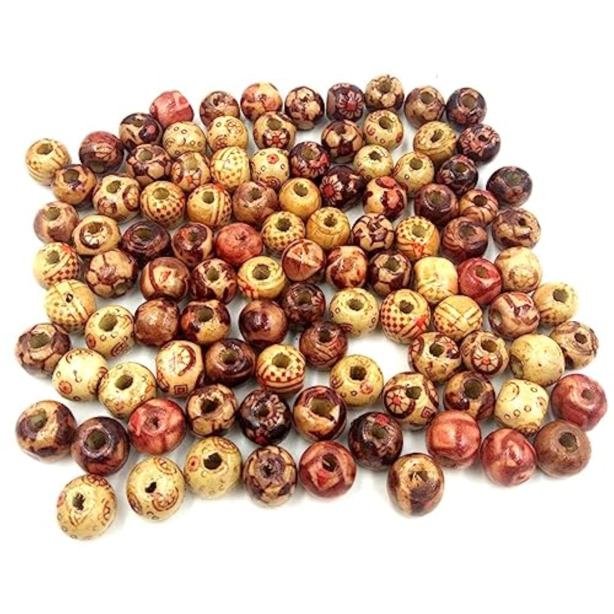 Mixed Round Wooden Beads for Jewelry Making, Loose Spacer Charms
