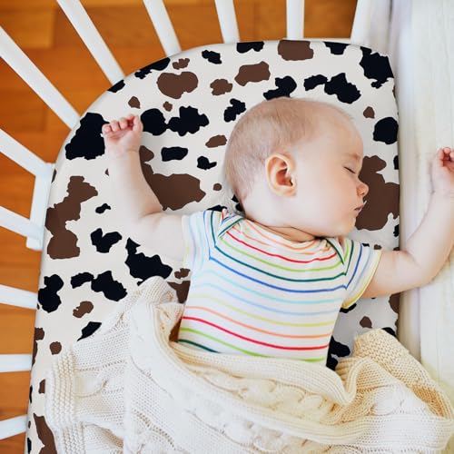 Image of Mindsoft 2 Pcs 24 x 38 in Western Cowboy Infant Crib Sheets Set Mini Portable Crib Sheet Newborn Bedding Nursery Baby Sheets for Girl Boys Baby Gifts Breathable Only for Pack and Play