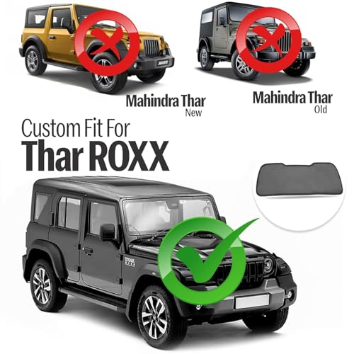 Image of Autofact Dicky Curtain for Mahindra Thar Roxx | Custom Fit Rear Windshield Sunshade | UV & Heat Protection | Foldable Mesh | Privacy & Cooling Car Accessory