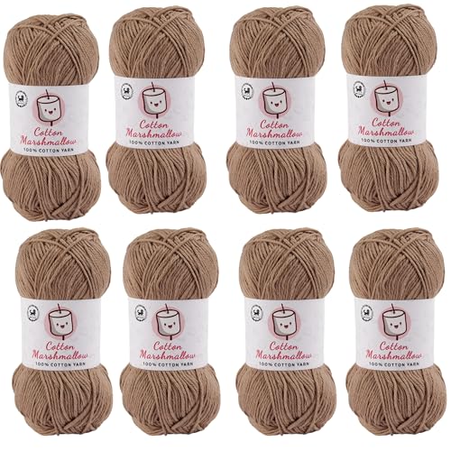 Image of NESTNHAVEN Cotton Marshmallow 100% Cotton Yarn - (50 g, 130 m) - Luxury Yarn for Crochet, Amigurumi, Embroidery, Toys, Garments, Flowers and Hobby Projects (Light Brown) |