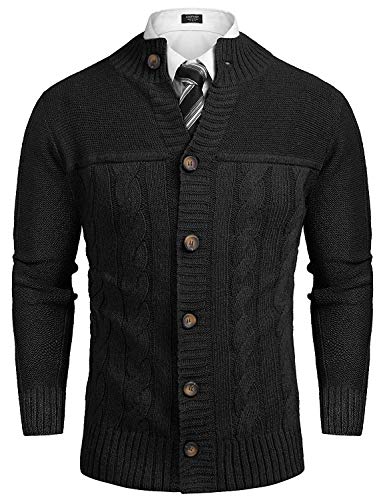 Preisvergleich Produktbild MAXMODA Herren Casual Strickjacke Slim Fit Cardigan Langarm Kabel Jacke